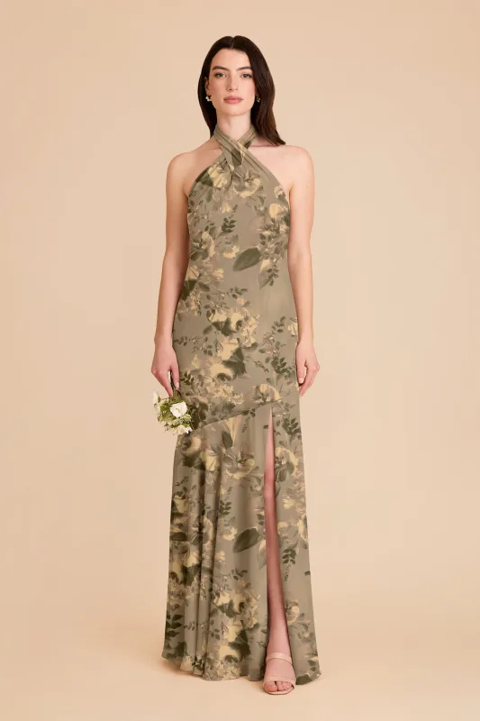 Stephanie Chiffon Dress - Doe Painted Botanics sold by Birdy Grey