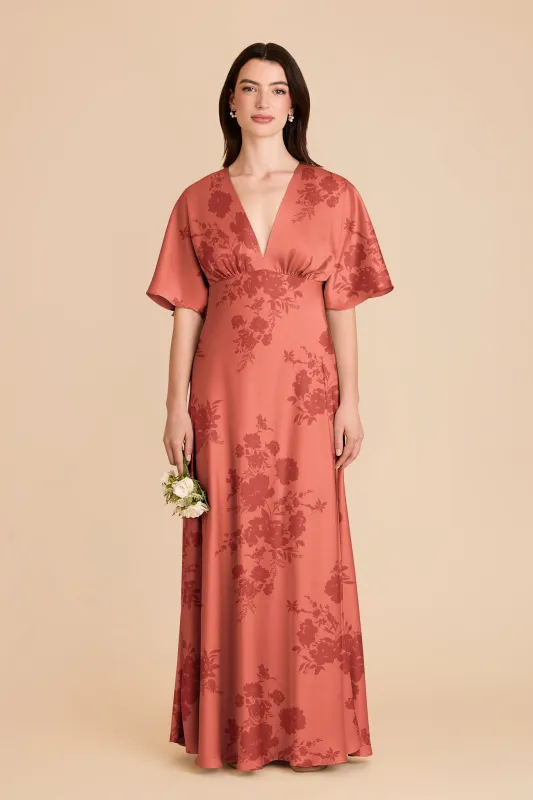Shyla Matte Satin Dress - Wild Rose Whimsical Blooms sold by Birdy Grey