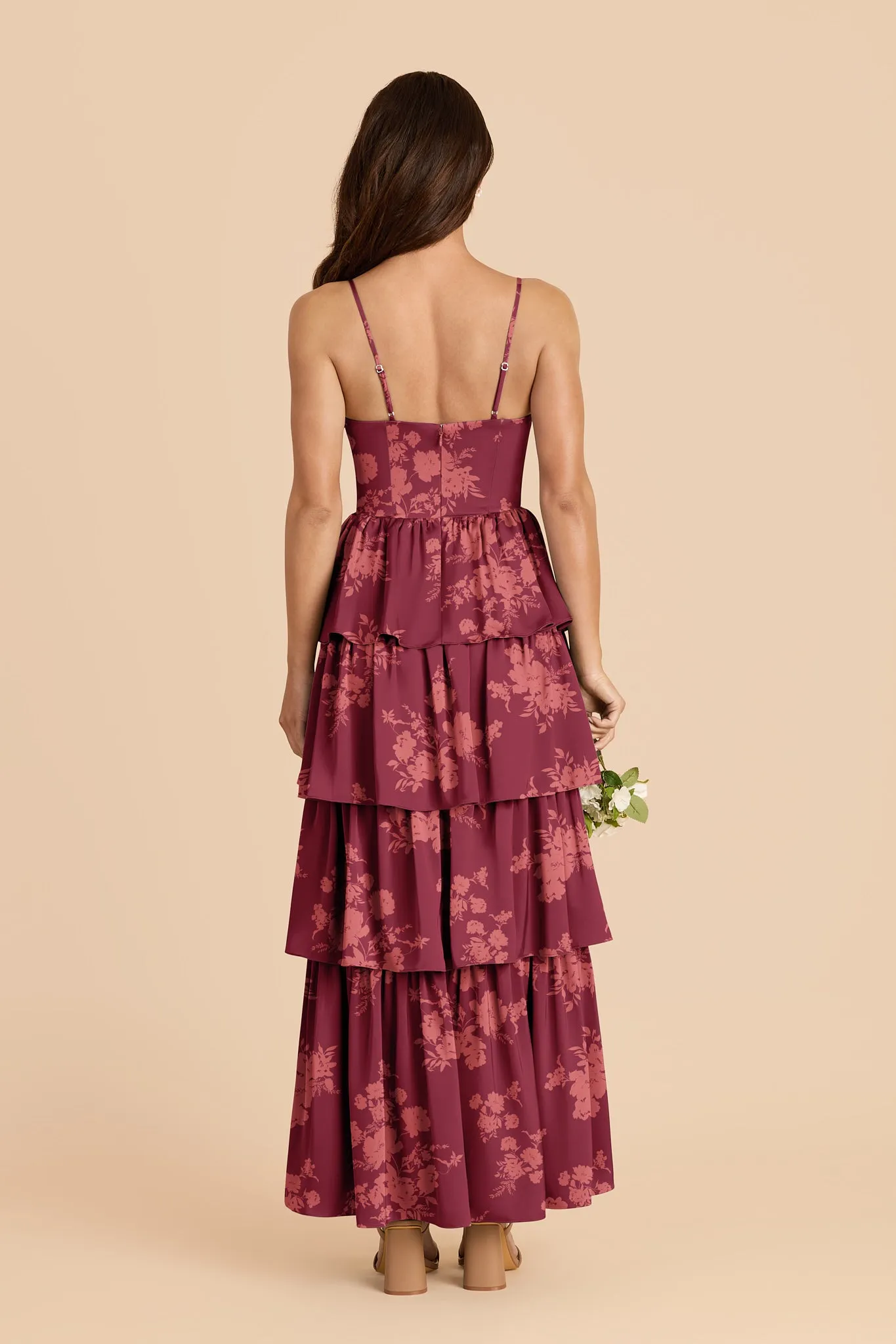 Lola Matte Satin Dress - Sangria Whimsical Blooms sold by Birdy Grey product image thumbnail 2