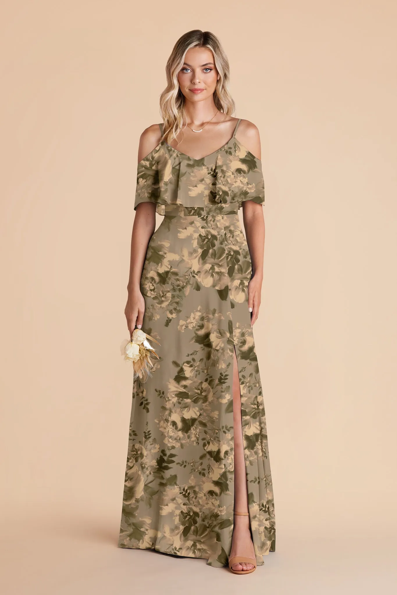 Jane Chiffon Dress - Doe Painted Botanics sold by Birdy Grey