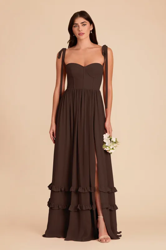 Evelyn Chiffon Dress - Espresso made by Birdy Grey