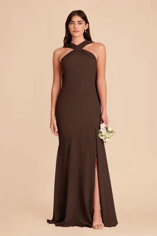 Eileen Chiffon Dress - Espresso made by Birdy Grey