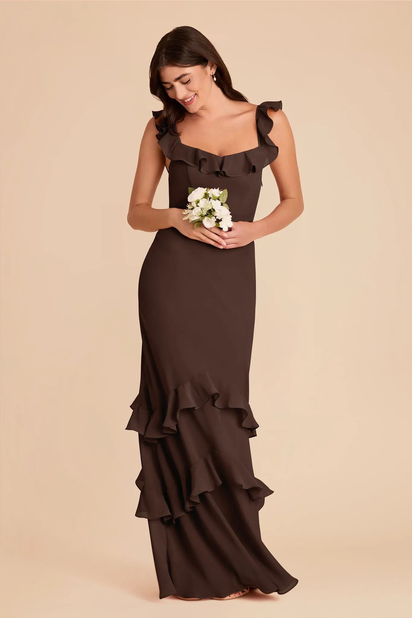 Luna Chiffon Dress - Espresso sold by Birdy Grey product image thumbnail 3