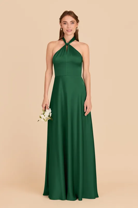 Monica Matte Satin Dress - Forest Green made by Birdy Grey