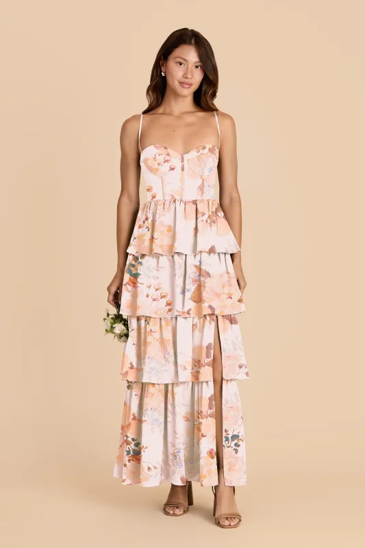 Lola Matte Satin Dress - Champagne Cascadia Bouquet made by Birdy Grey