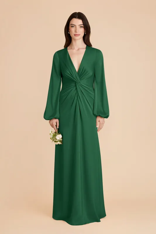 Juniper Matte Satin Dress - Forest Green sold by Birdy Grey