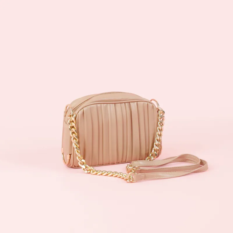 Pleated Crossbody Bag - Sand sold by Birdy Grey