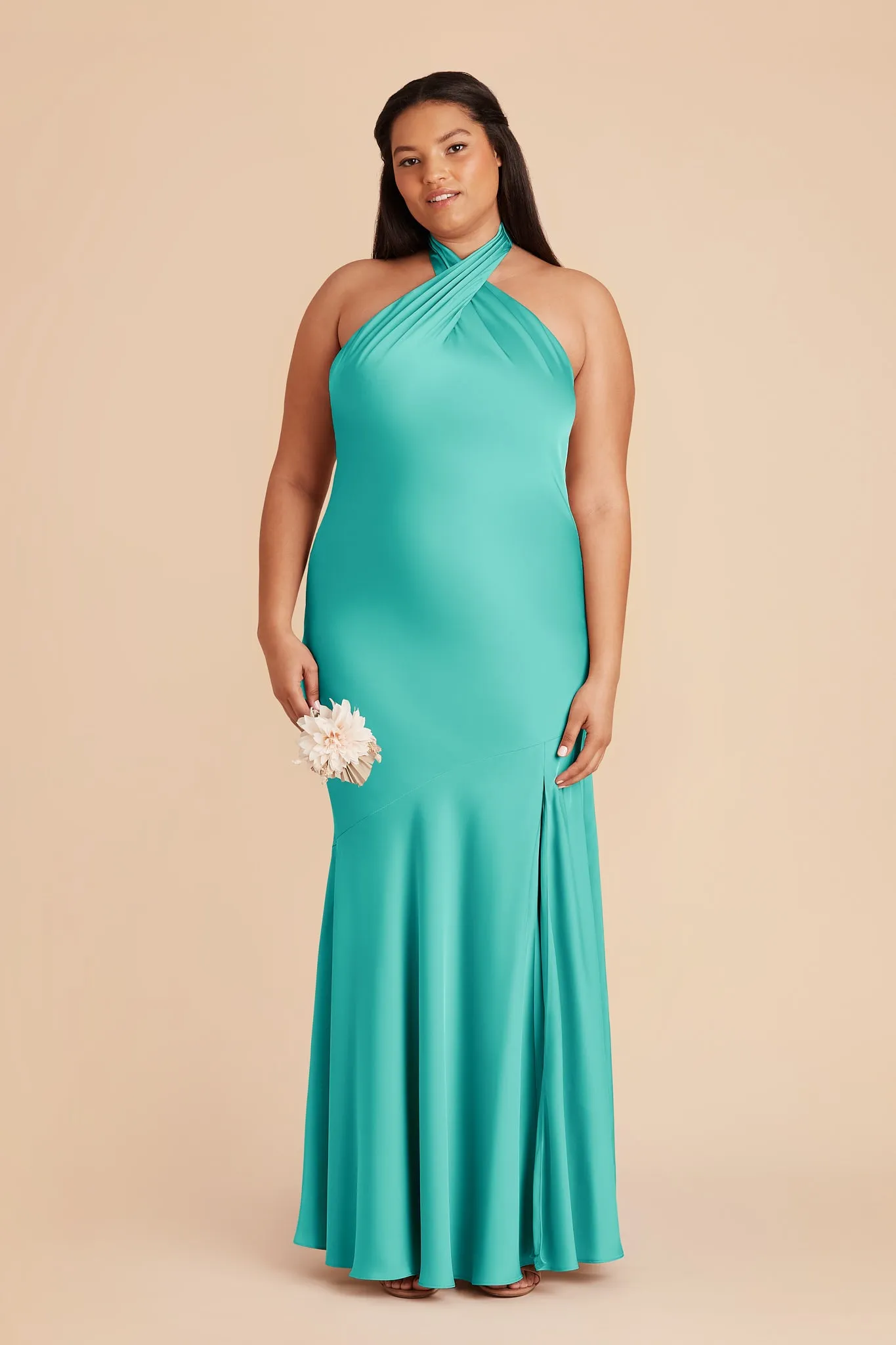 Stephanie Matte Satin Dress - Aquamarine sold by Birdy Grey product image thumbnail 2