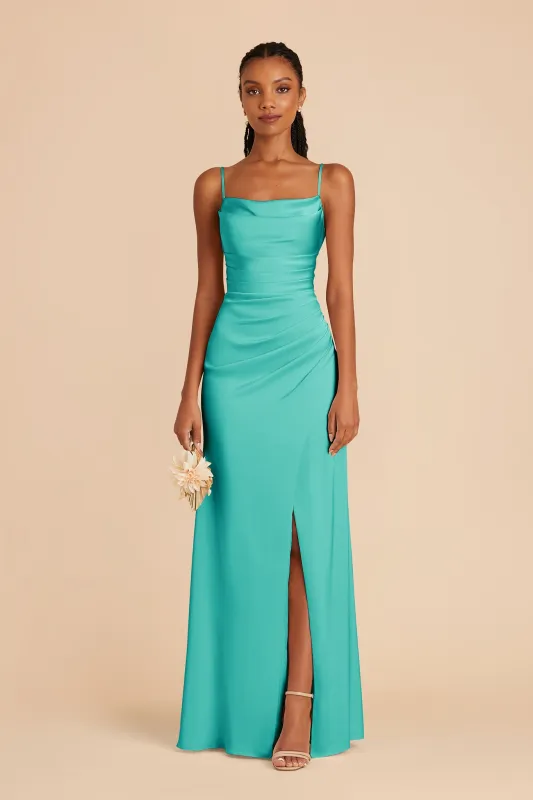 Lydia Matte Satin Dress - Aquamarine made by Birdy Grey