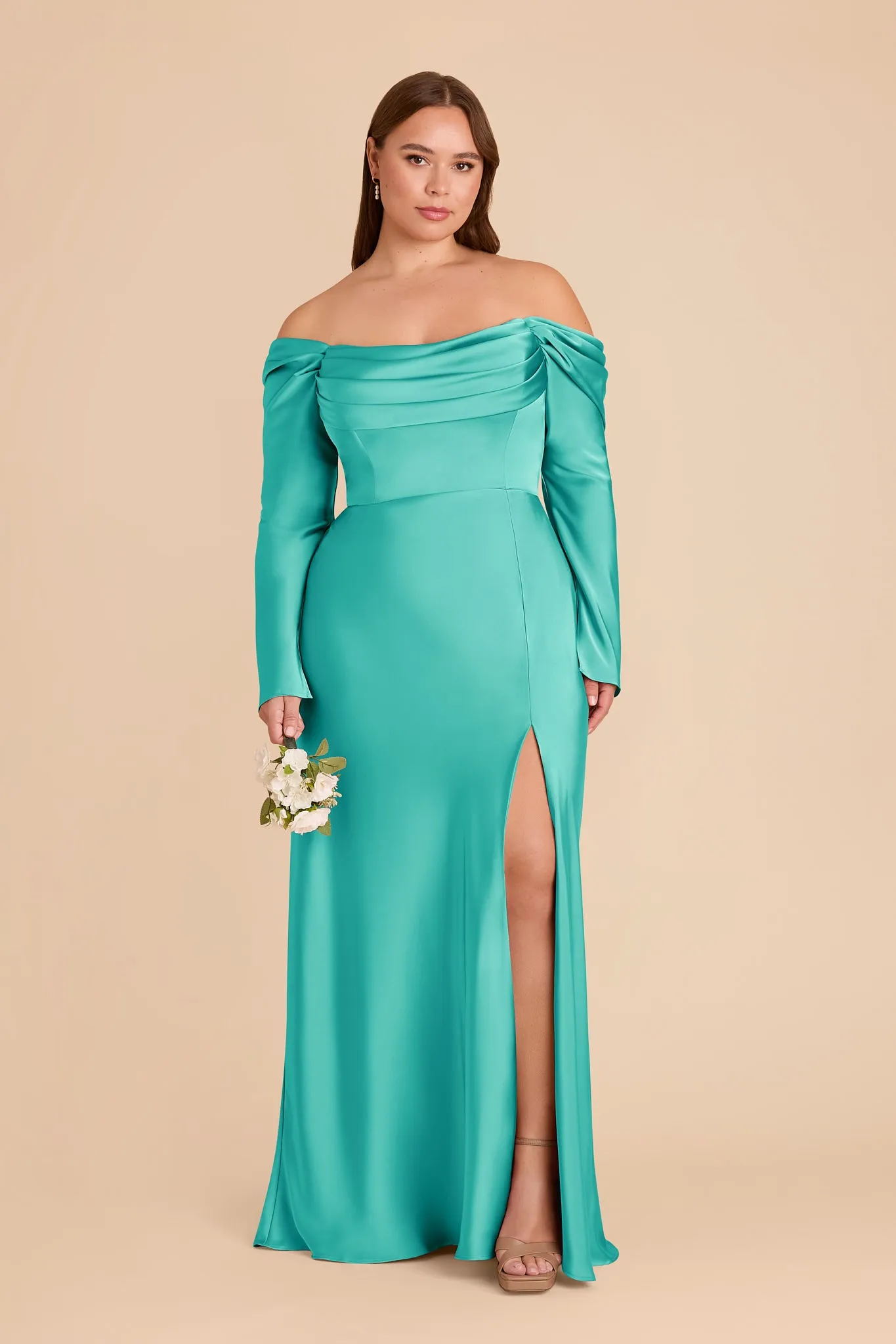 Maya Matte Satin Dress - Aquamarine sold by Birdy Grey product image thumbnail 2