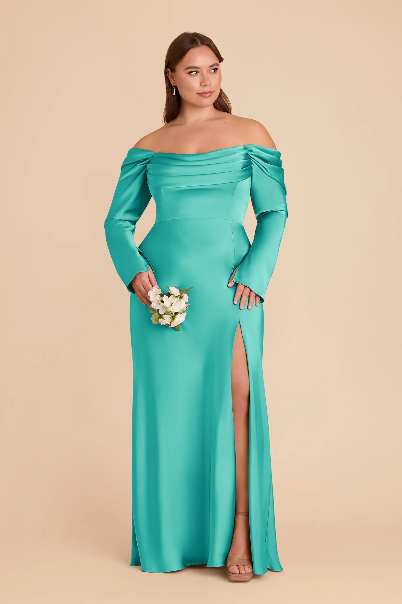 Maya Matte Satin Dress - Aquamarine sold by Birdy Grey product image thumbnail 5