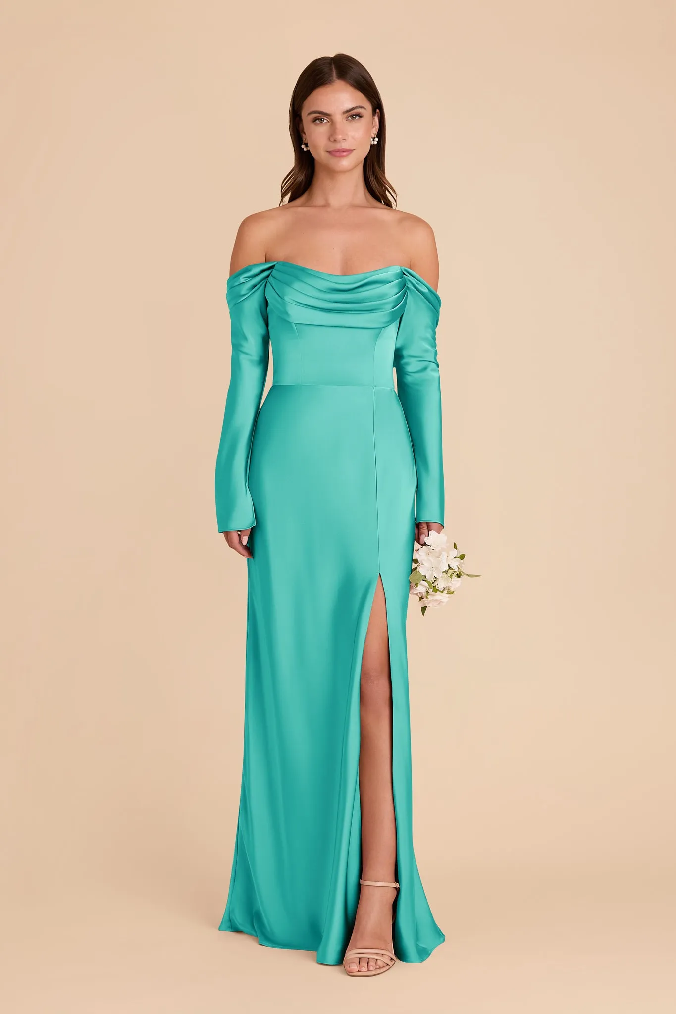 Maya Matte Satin Dress - Aquamarine sold by Birdy Grey