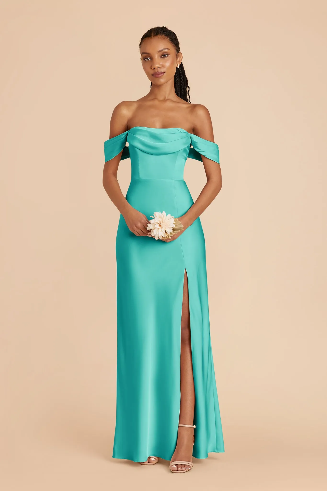 Mia Matte Satin Dress - Aquamarine sold by Birdy Grey product image thumbnail 3
