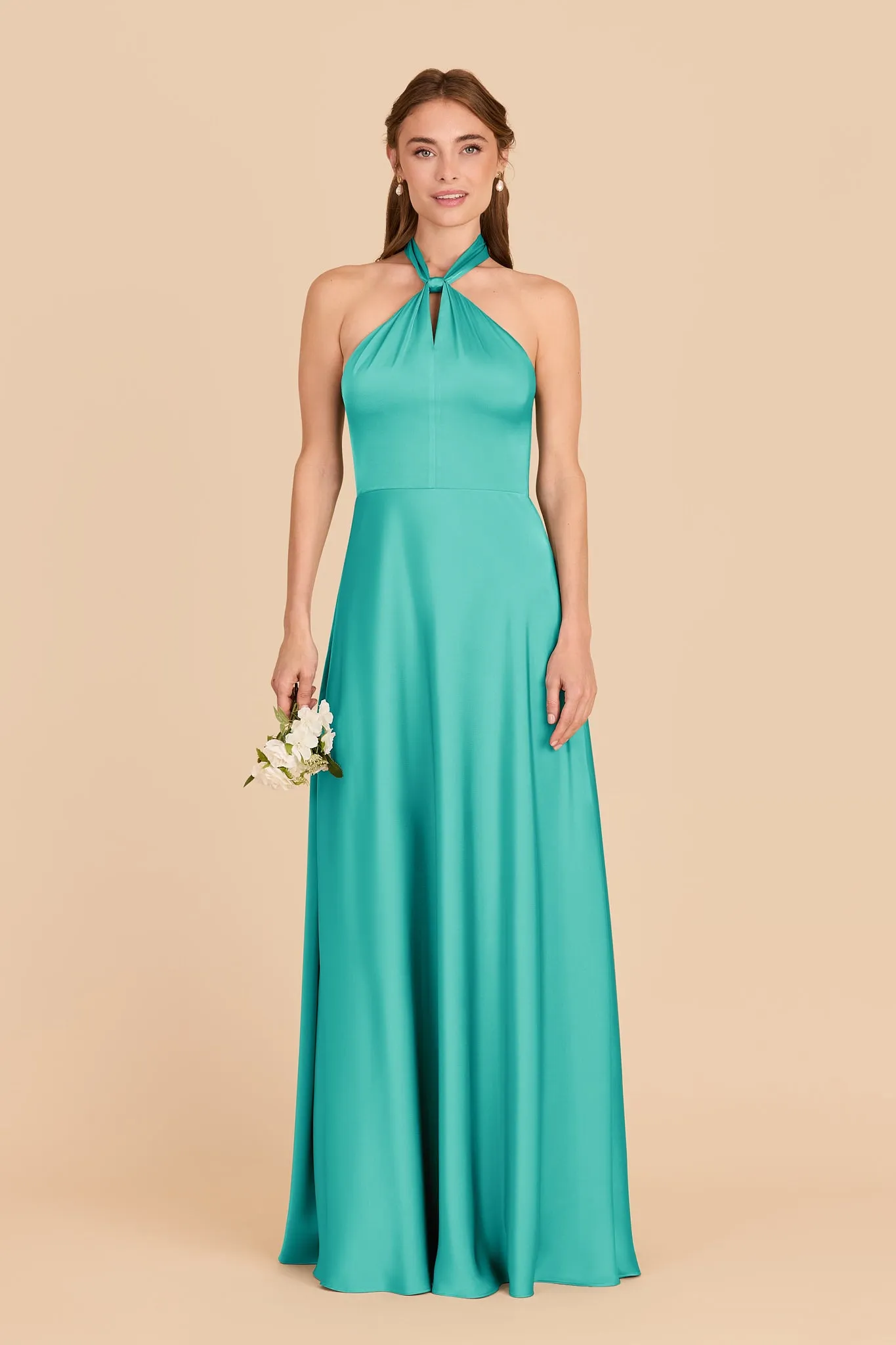 Monica Matte Satin Dress - Aquamarine sold by Birdy Grey