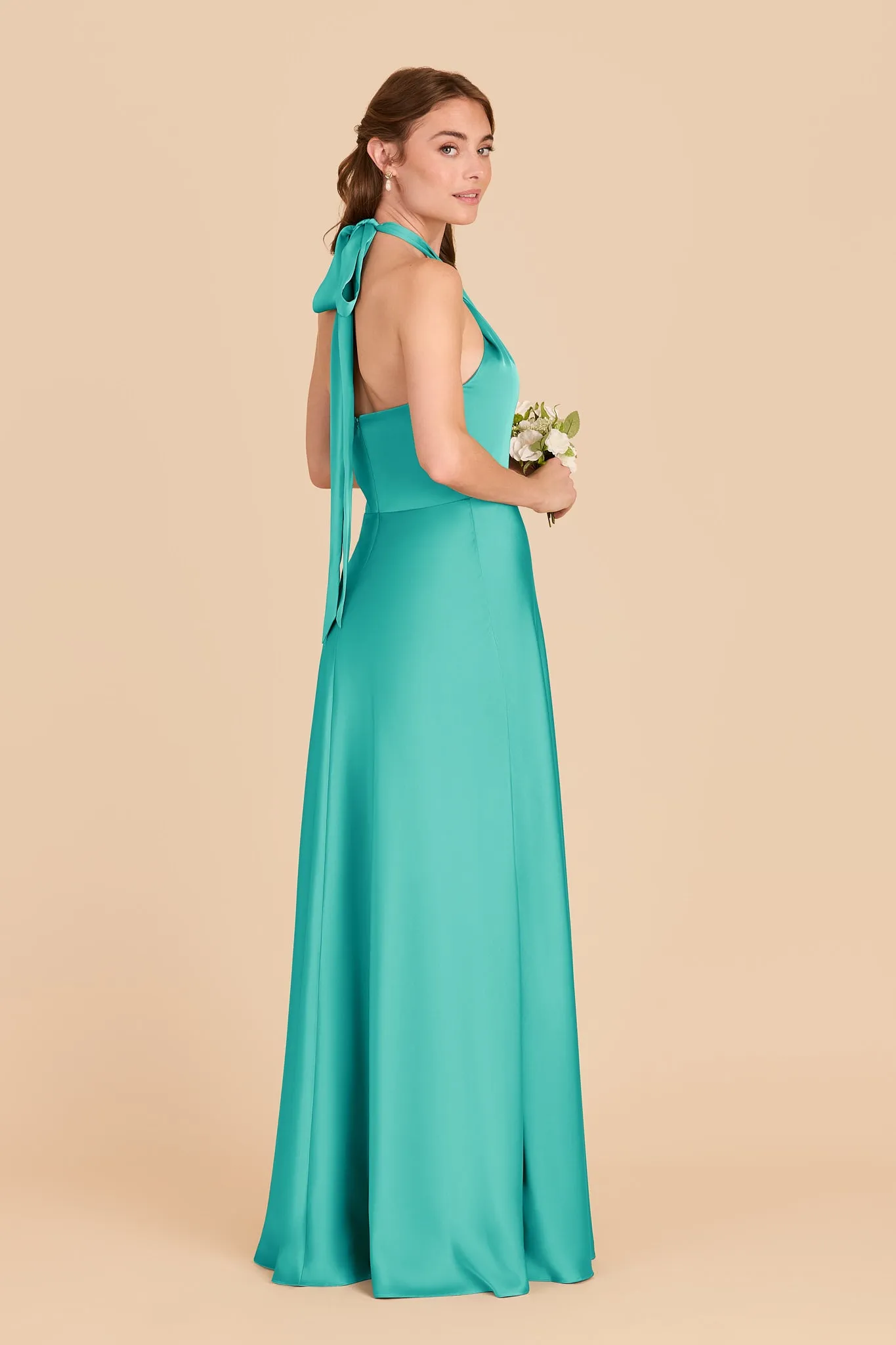Monica Matte Satin Dress - Aquamarine sold by Birdy Grey product image thumbnail 4