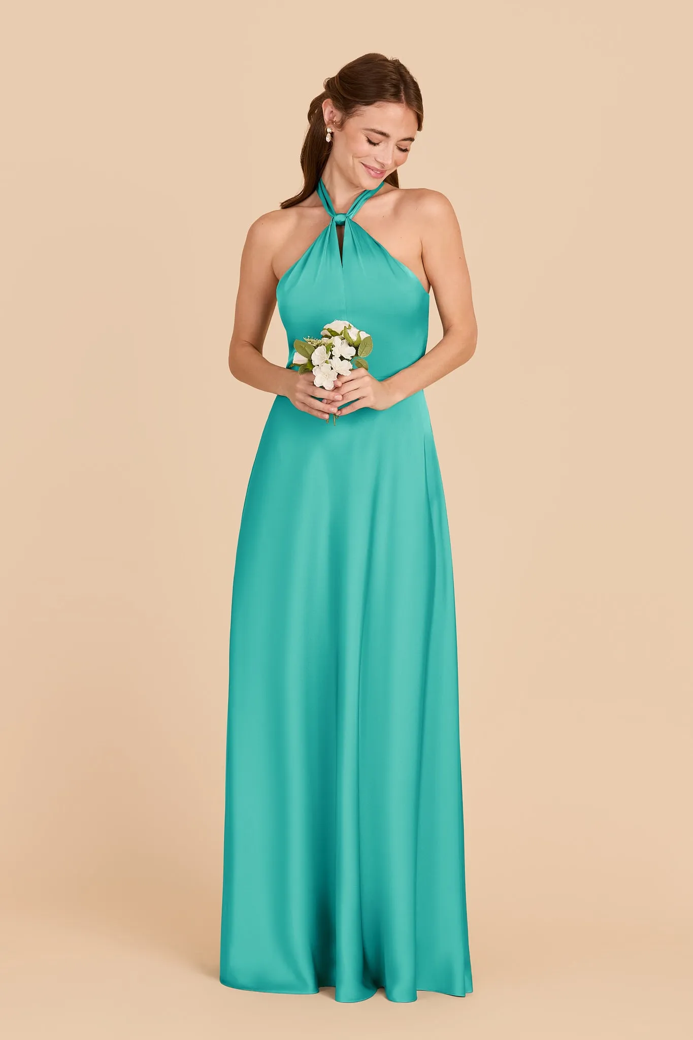Monica Matte Satin Dress - Aquamarine sold by Birdy Grey product image thumbnail 3