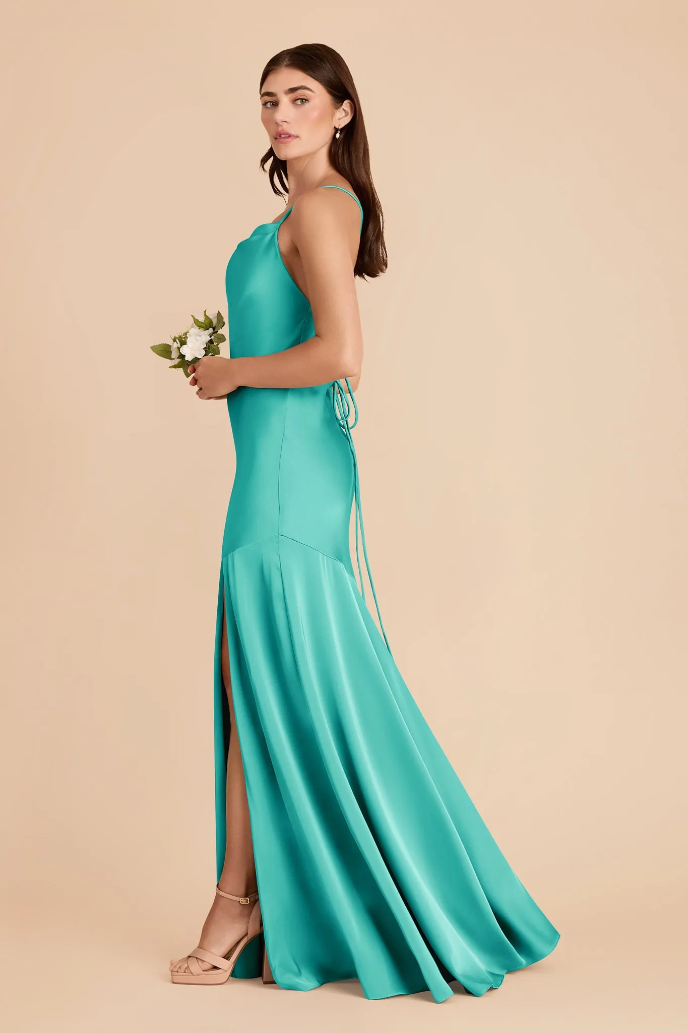 Olivia Matte Satin Dress - Aquamarine sold by Birdy Grey product image thumbnail 4