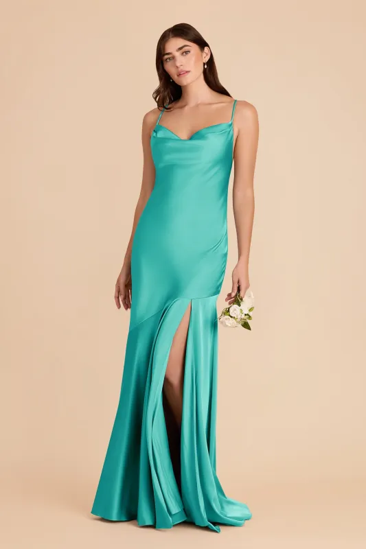 Olivia Matte Satin Dress - Aquamarine sold by Birdy Grey