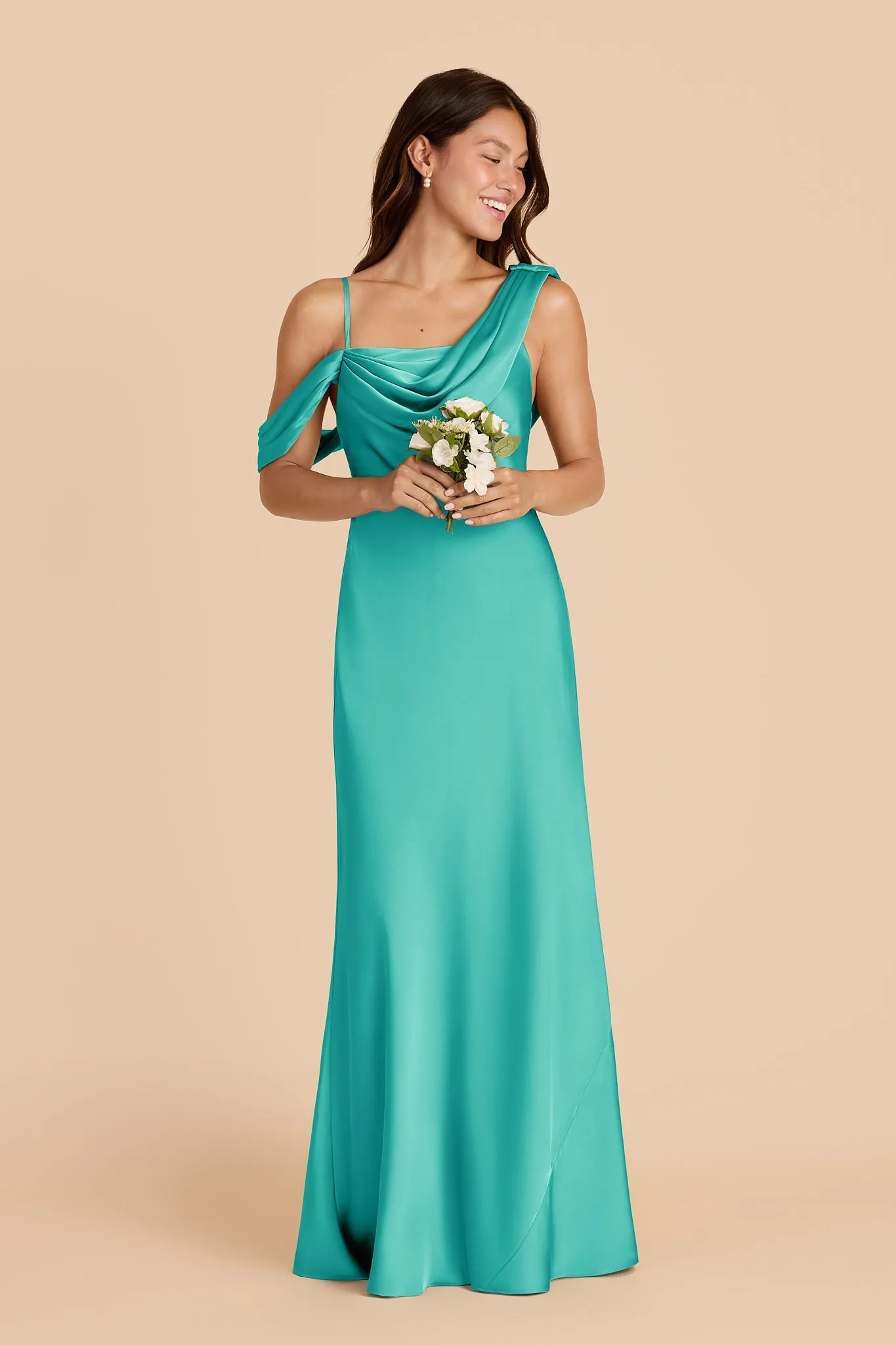 Freya Matte Satin Dress - Aquamarine sold by Birdy Grey product image thumbnail 3