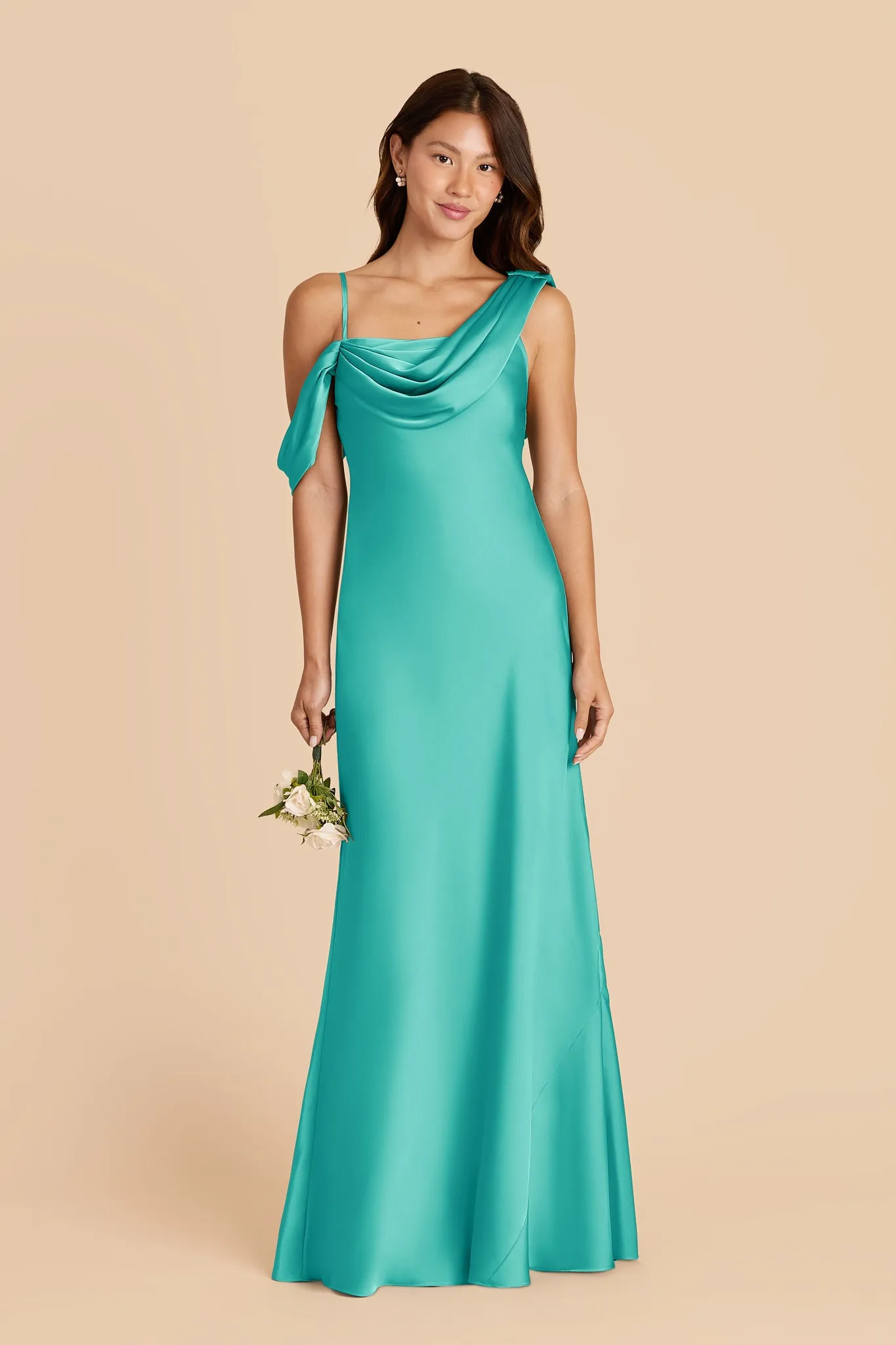 Freya Matte Satin Dress - Aquamarine sold by Birdy Grey