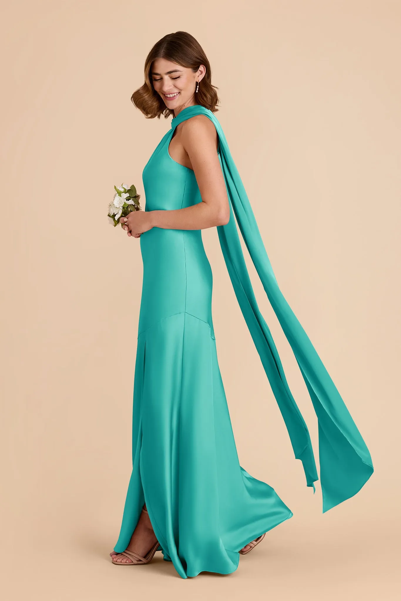Eileen Matte Satin Dress - Aquamarine sold by Birdy Grey product image thumbnail 3