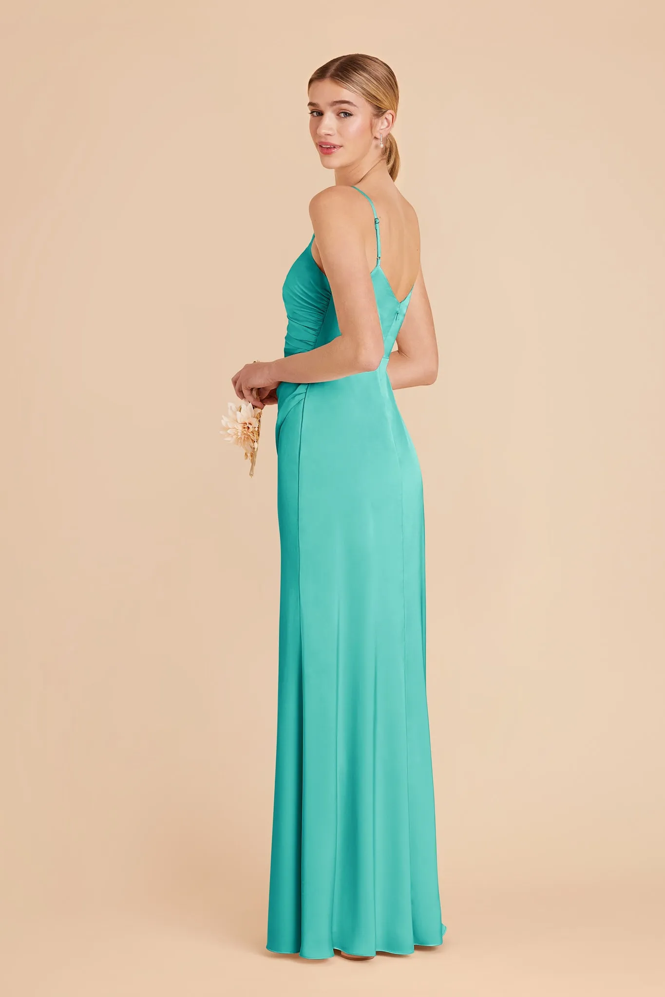 Catherine Matte Satin Dress - Aquamarine sold by Birdy Grey product image thumbnail 3