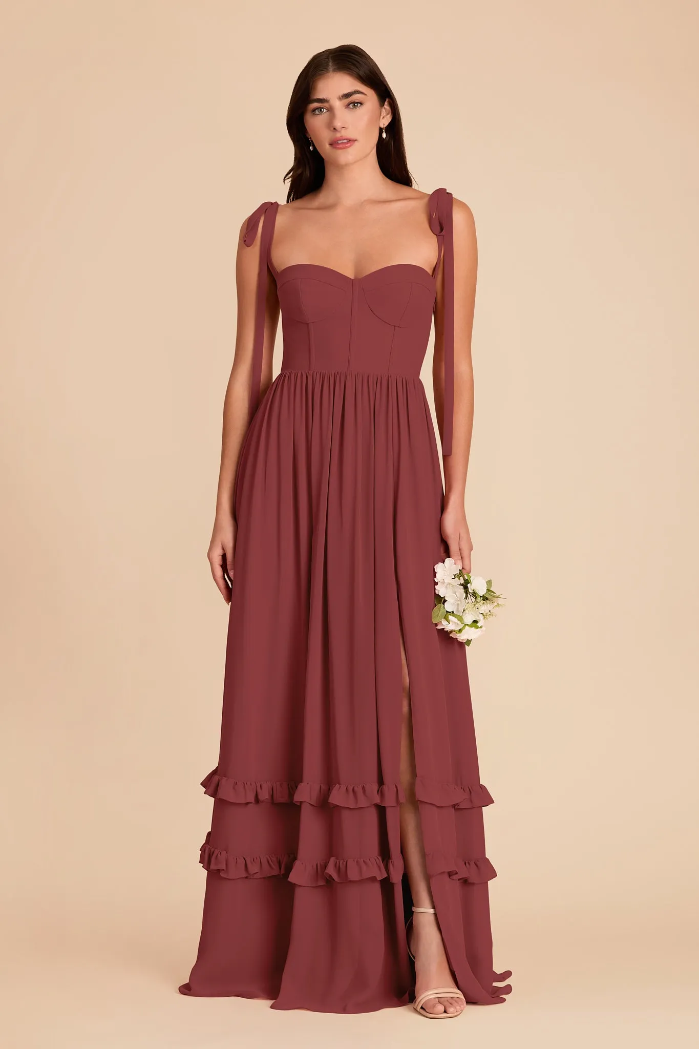 Evelyn Chiffon Dress - Rosewood sold by Birdy Grey