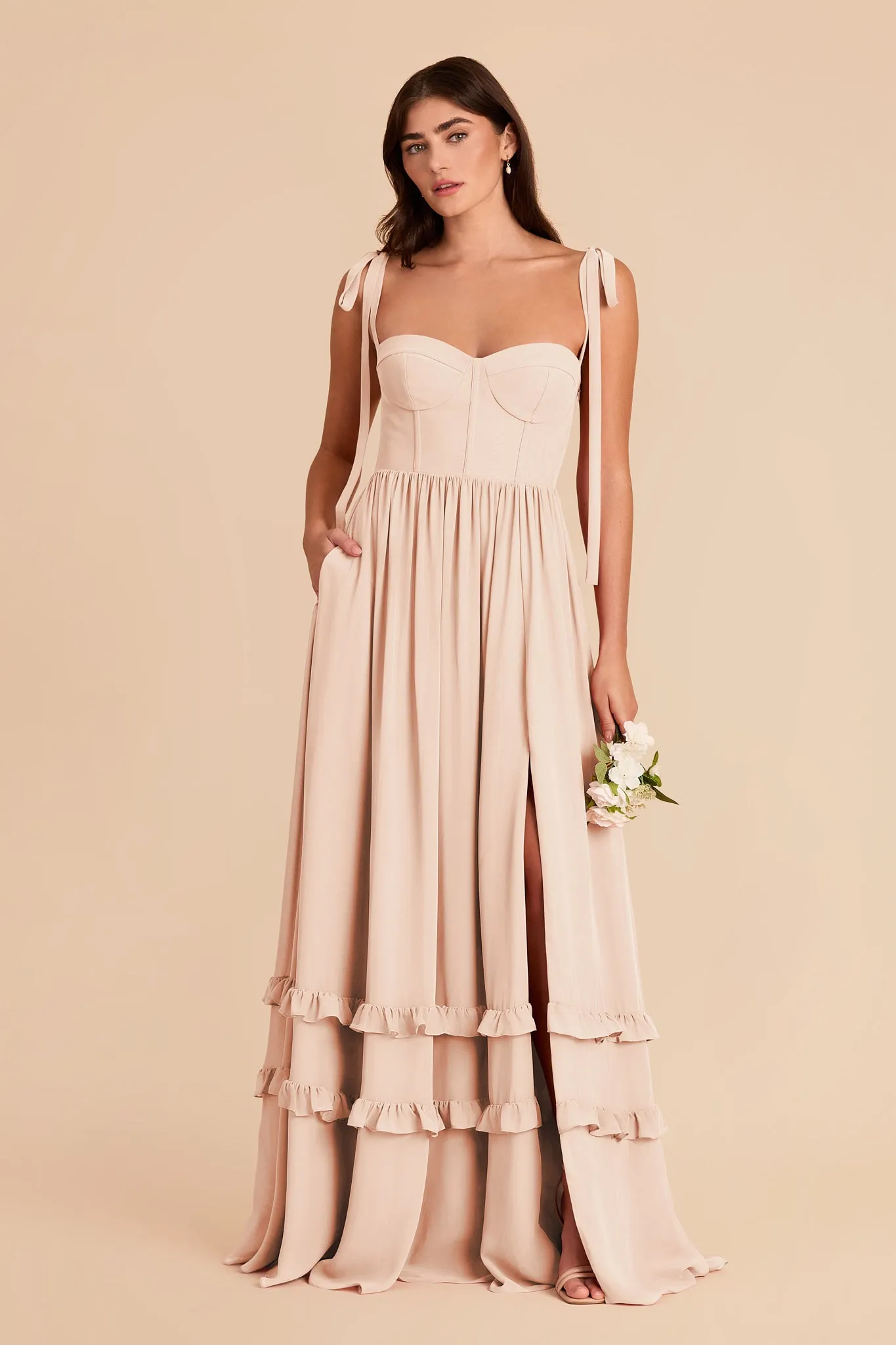 Evelyn Chiffon Dress - Pale Blush sold by Birdy Grey product image thumbnail 3