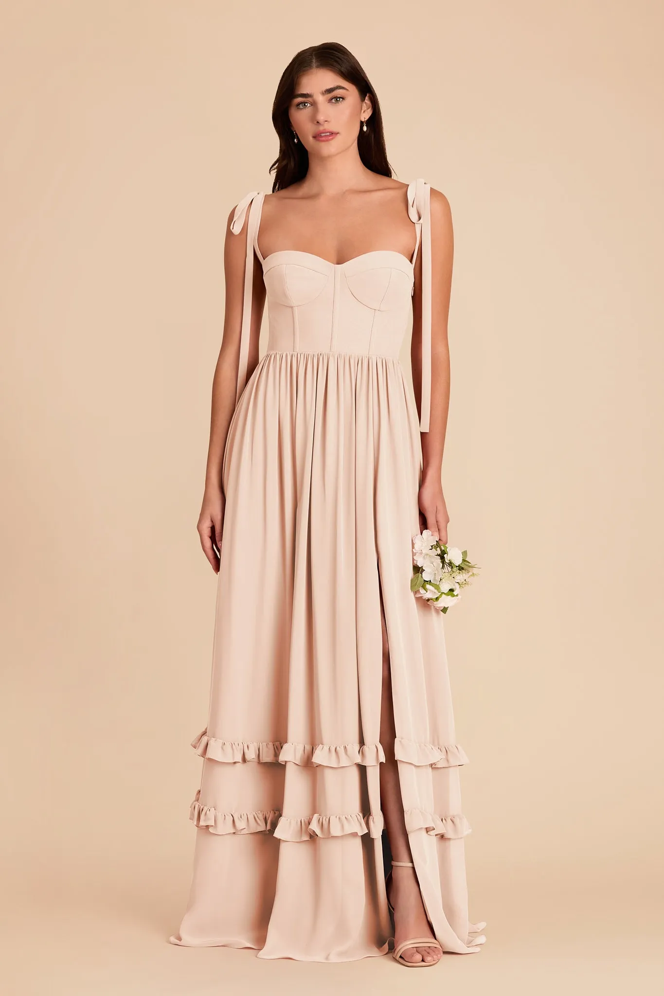 Evelyn Chiffon Dress - Pale Blush sold by Birdy Grey