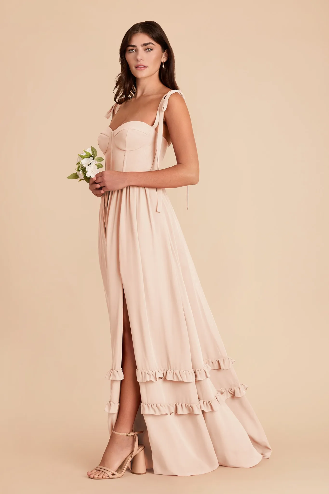 Evelyn Chiffon Dress - Pale Blush sold by Birdy Grey product image thumbnail 4