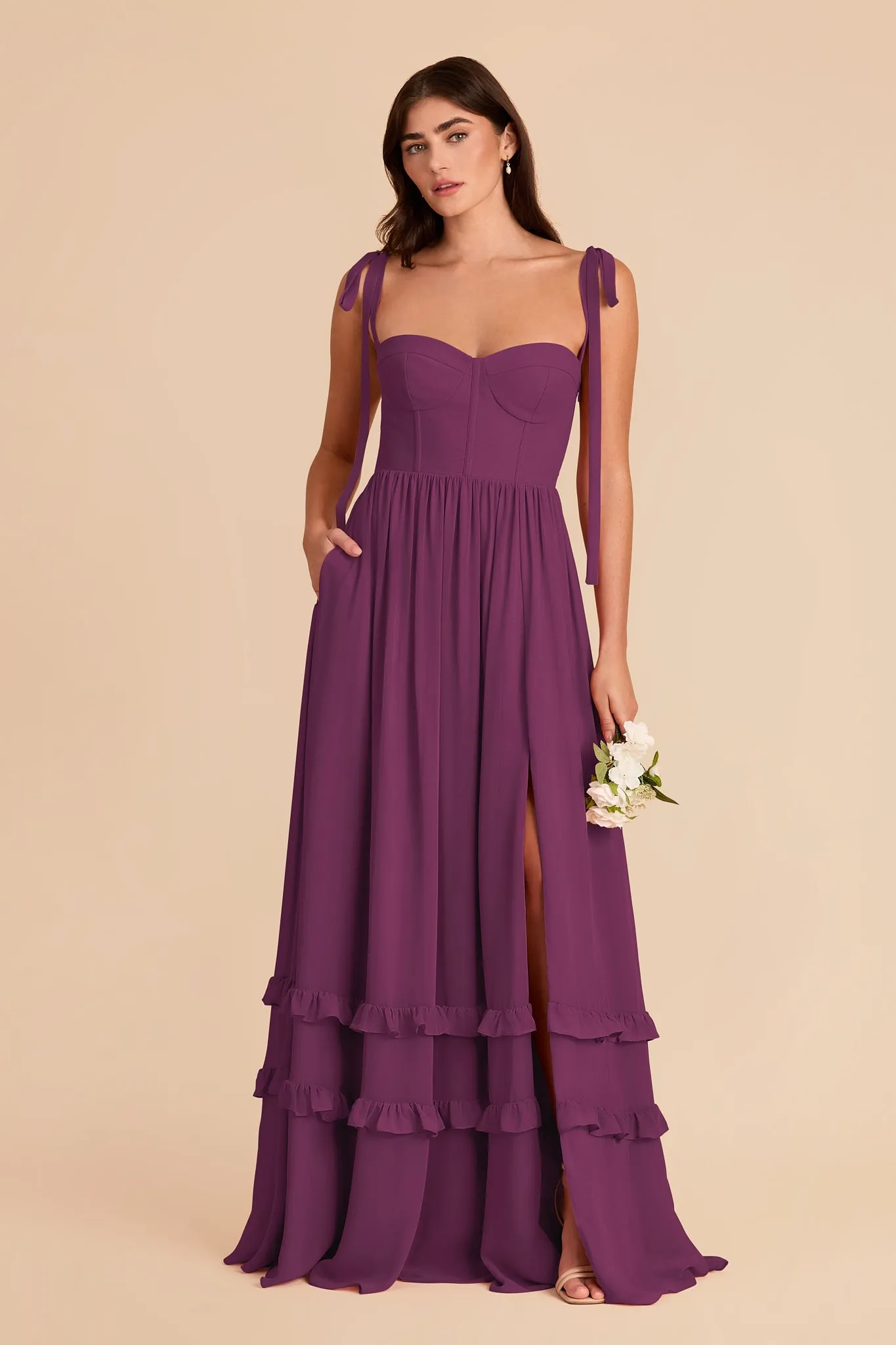 Evelyn Chiffon Dress - Fig sold by Birdy Grey product image thumbnail 3