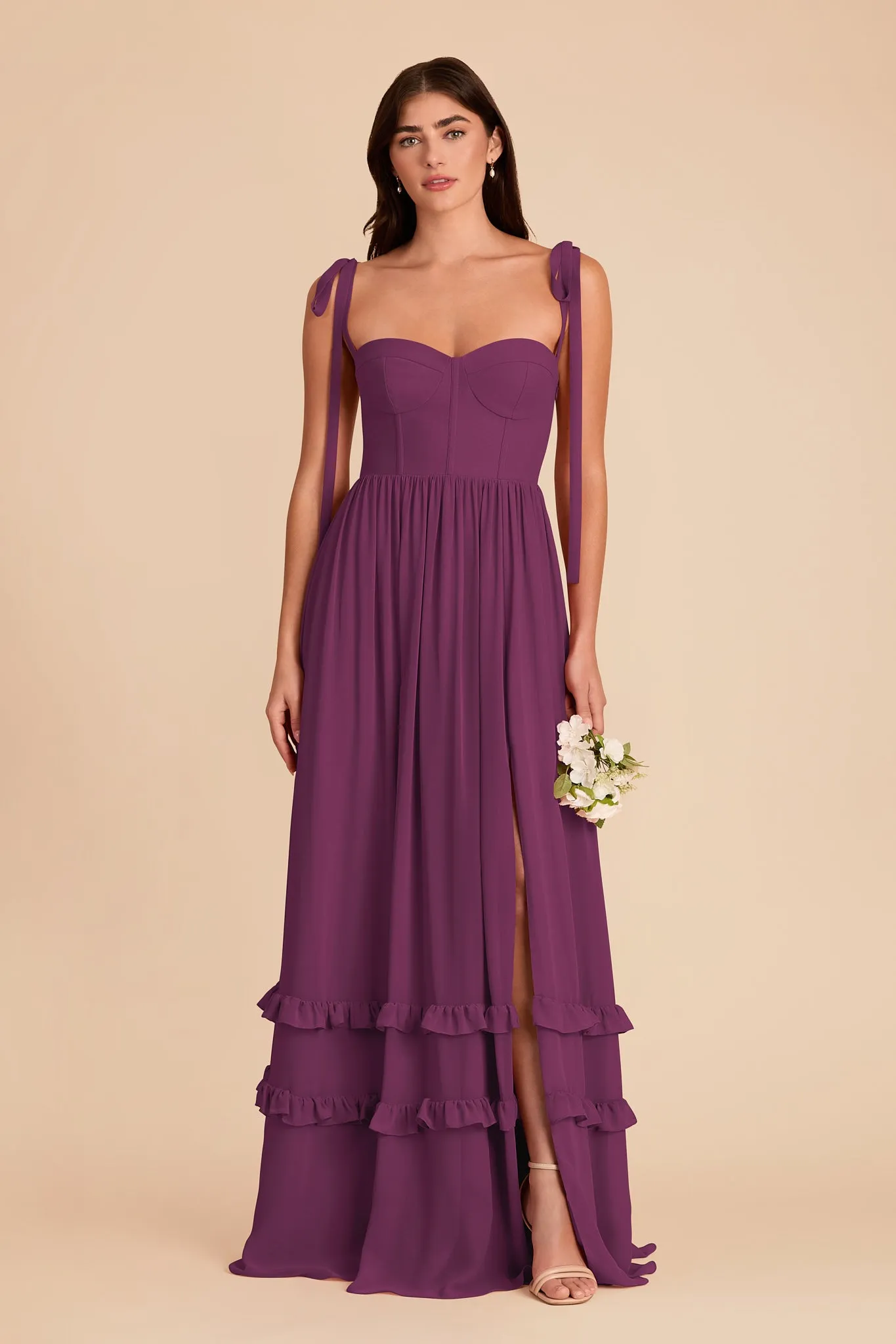 Evelyn Chiffon Dress - Fig sold by Birdy Grey