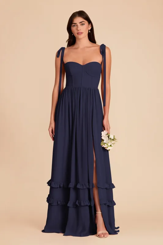 Evelyn Chiffon Dress - Navy made by Birdy Grey