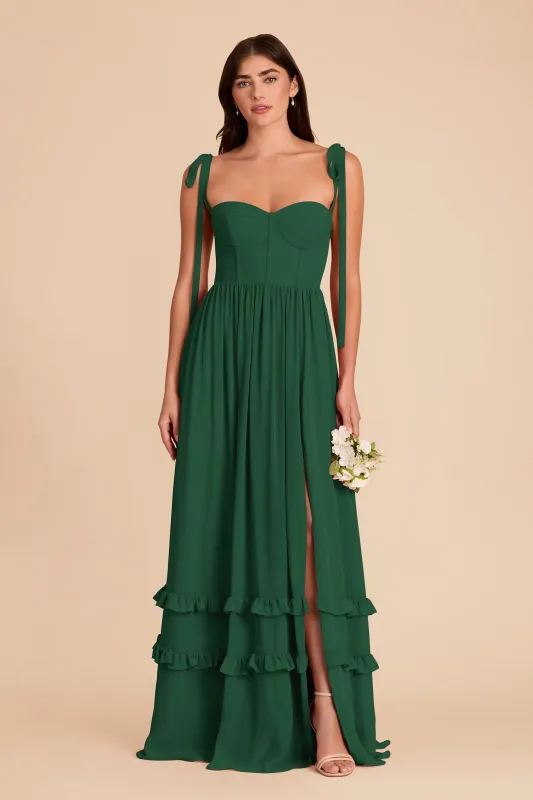 Evelyn Chiffon Dress - Forest Green made by Birdy Grey