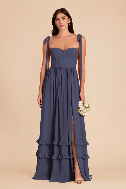 Evelyn Chiffon Dress - Dusk Blue sold by Birdy Grey