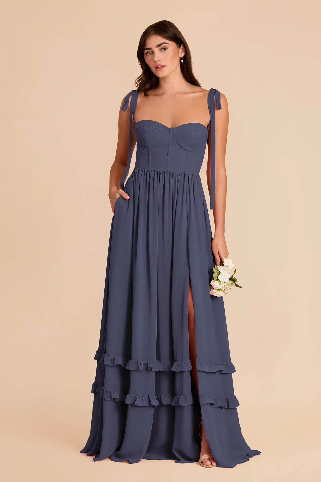 Evelyn Chiffon Dress - Dusk Blue sold by Birdy Grey product image thumbnail 3