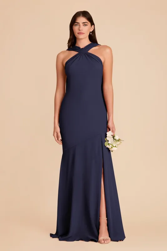 Eileen Chiffon Dress - Navy made by Birdy Grey