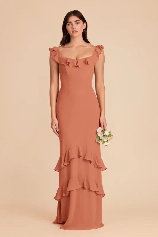 Luna Chiffon Dress - Terracotta made by Birdy Grey