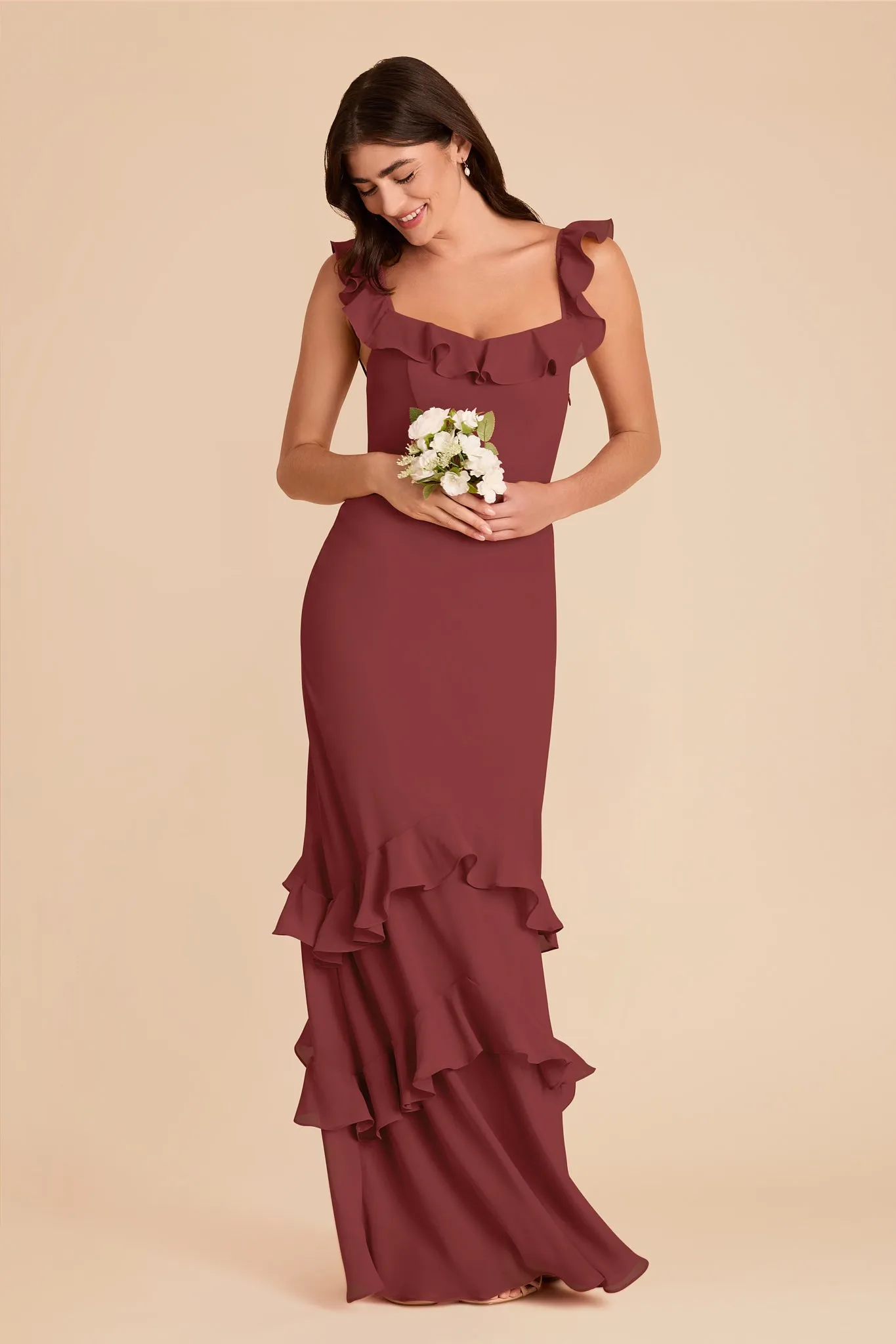 Luna Chiffon Dress - Rosewood sold by Birdy Grey product image thumbnail 3