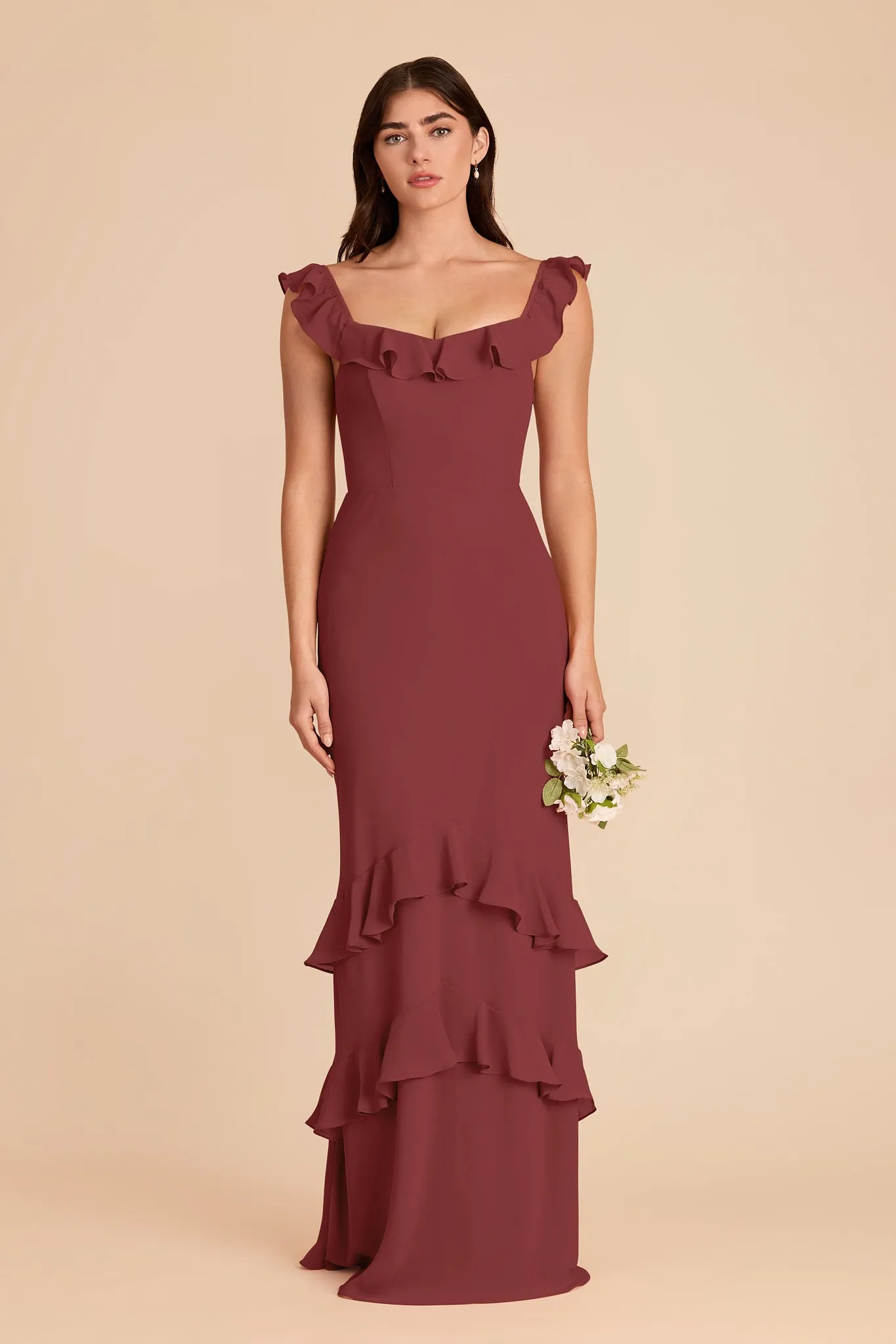 Luna Chiffon Dress - Rosewood sold by Birdy Grey