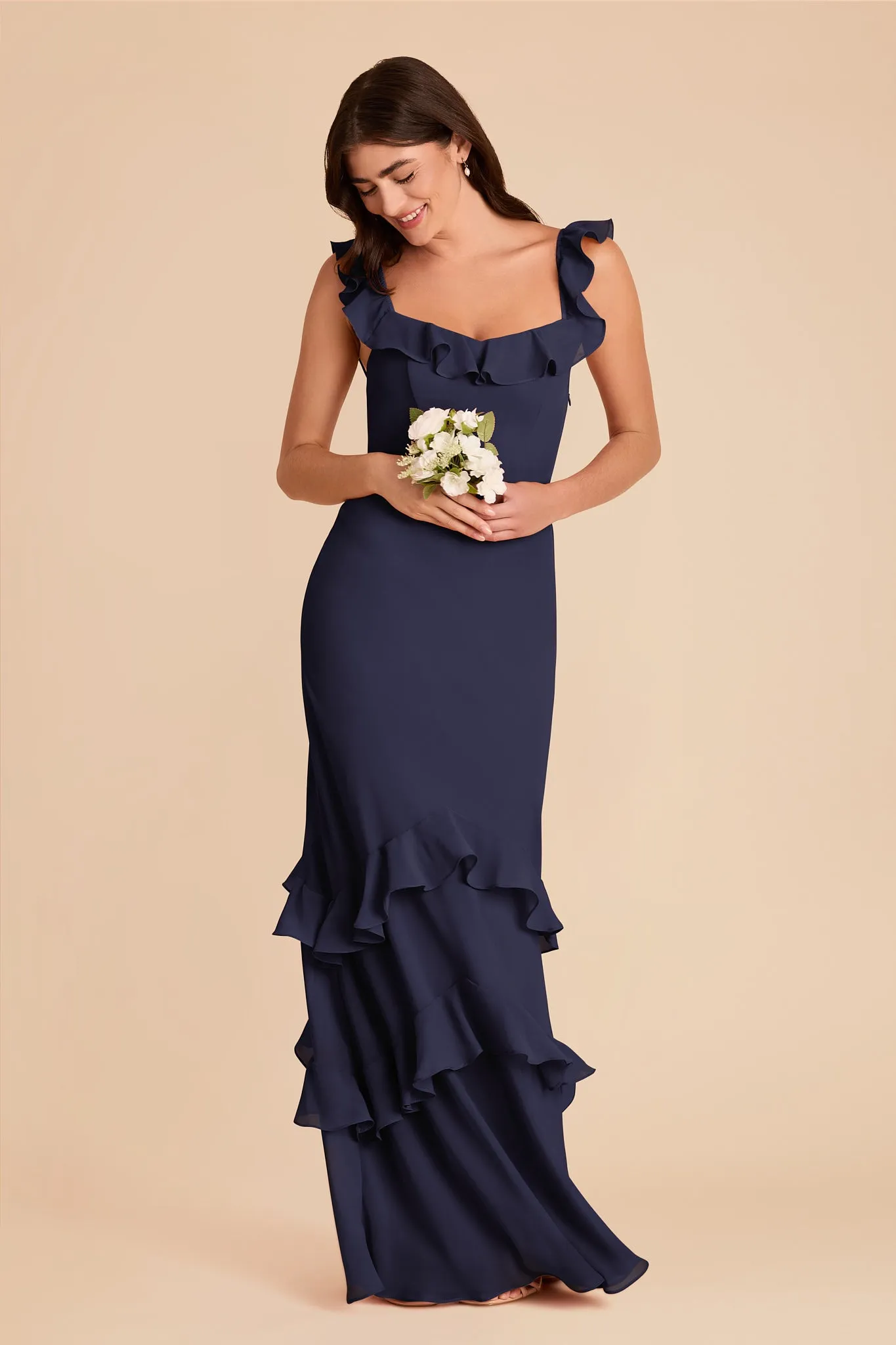 Luna Chiffon Dress - Navy sold by Birdy Grey product image thumbnail 3