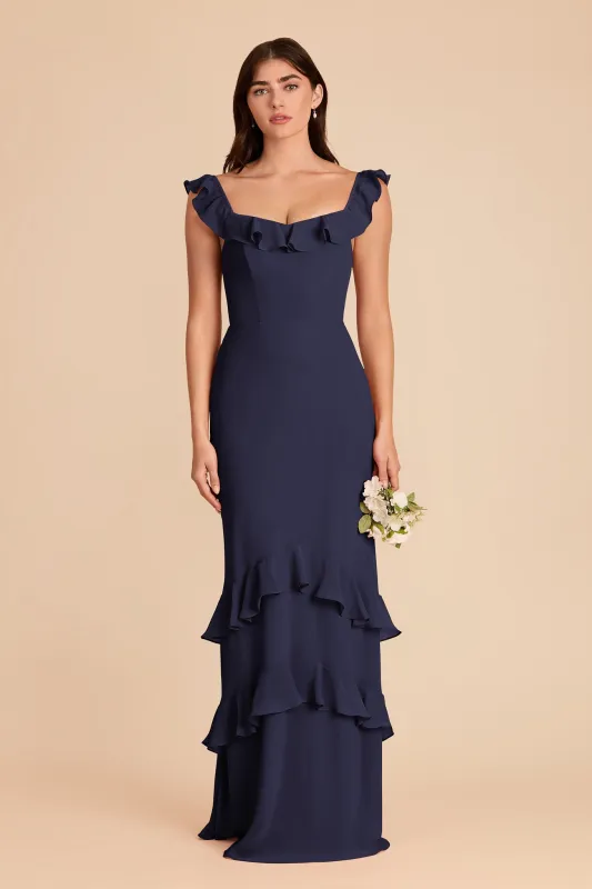 Luna Chiffon Dress - Navy made by Birdy Grey