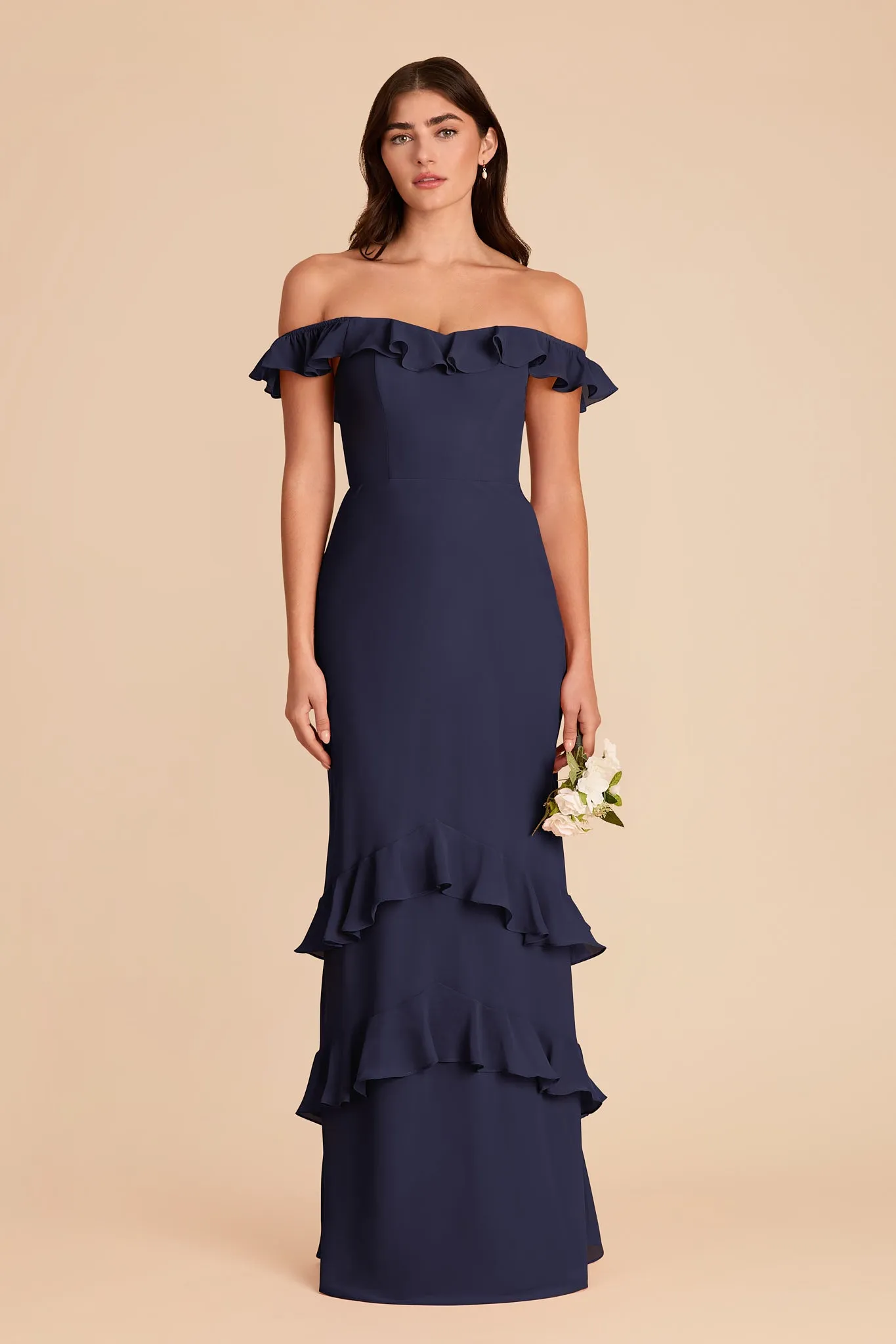 Luna Chiffon Dress - Navy sold by Birdy Grey product image thumbnail 4