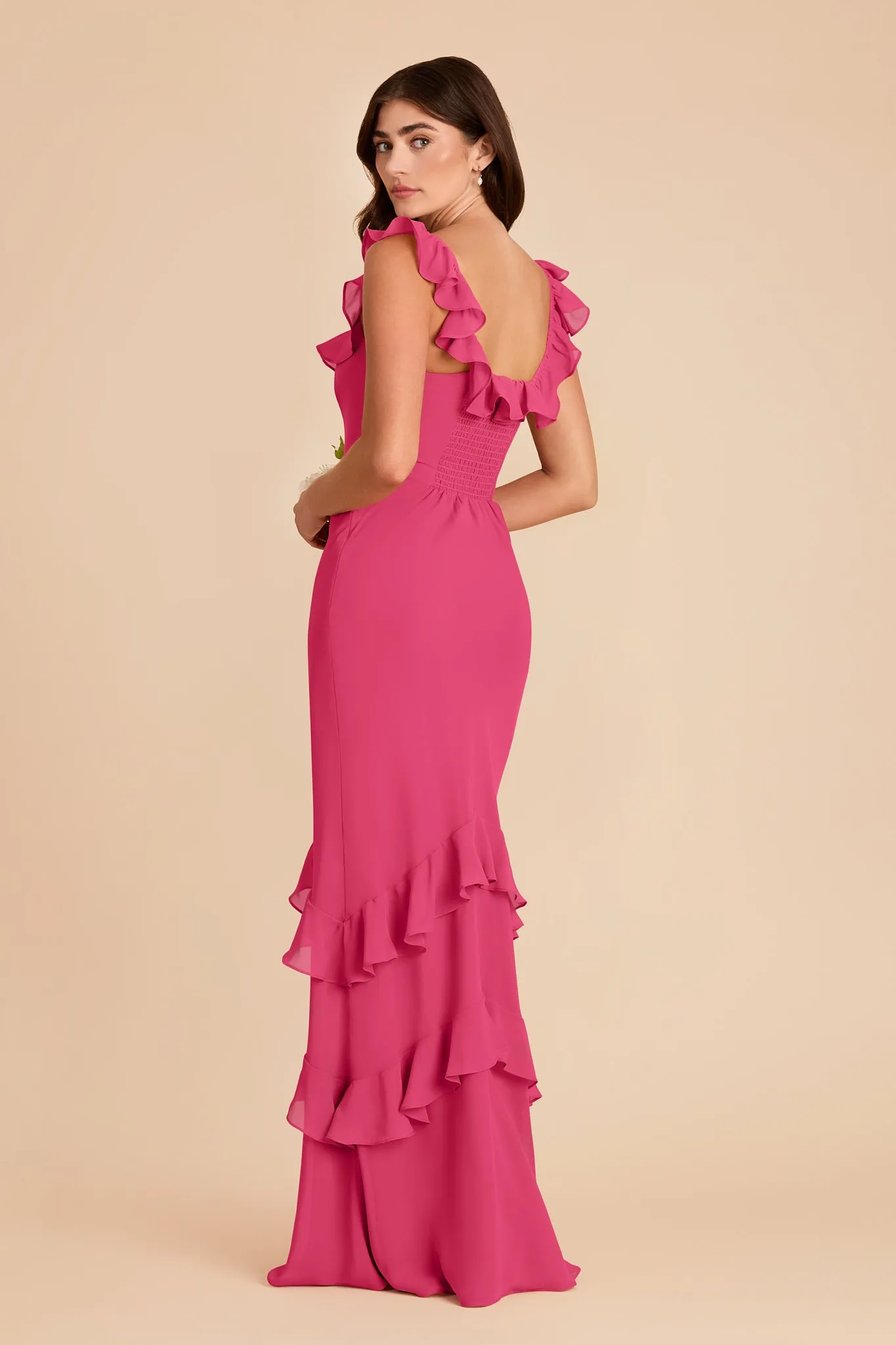 Luna Chiffon Dress - Fuchsia sold by Birdy Grey product image thumbnail 5