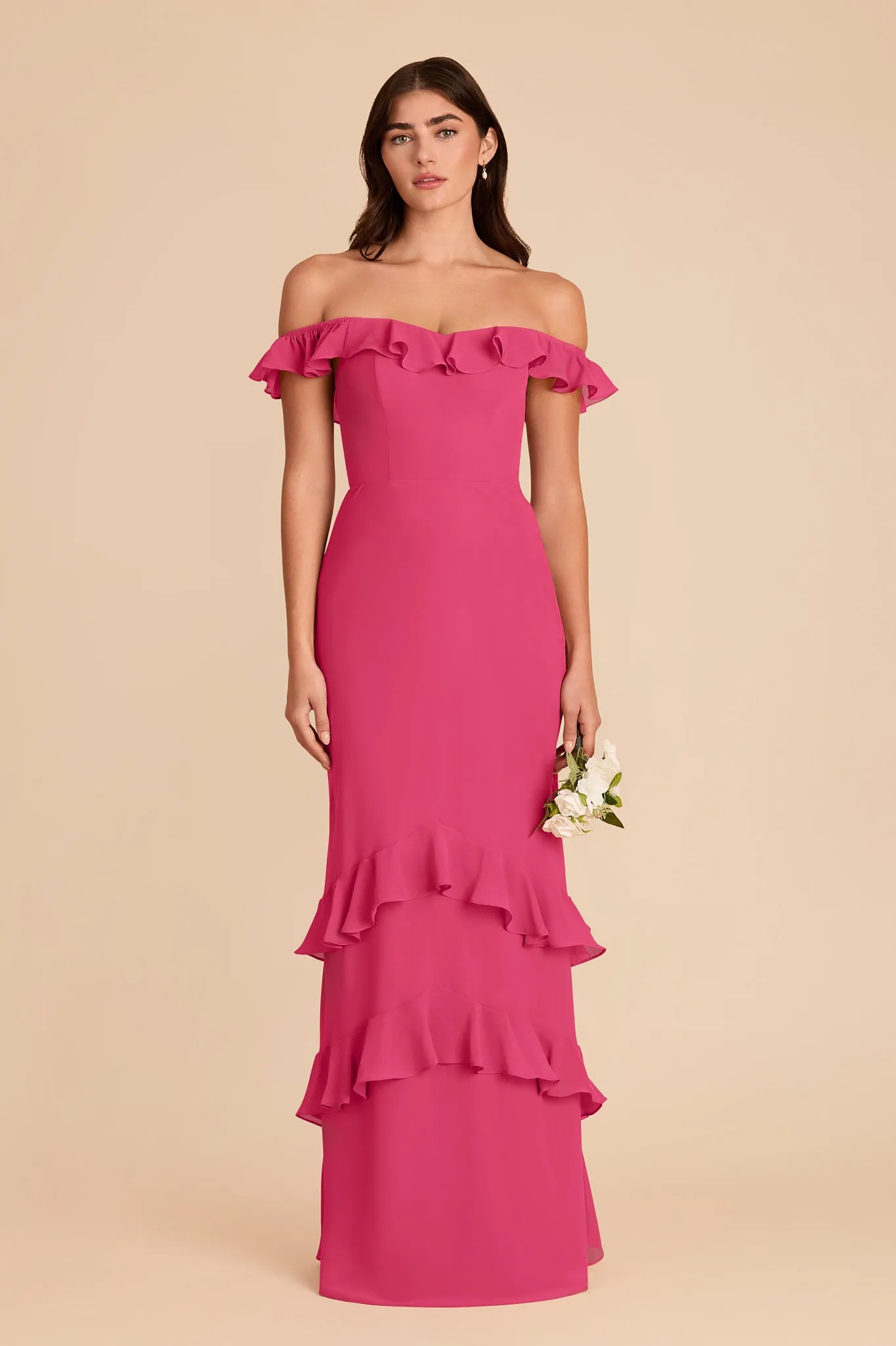 Luna Chiffon Dress - Fuchsia sold by Birdy Grey product image thumbnail 4