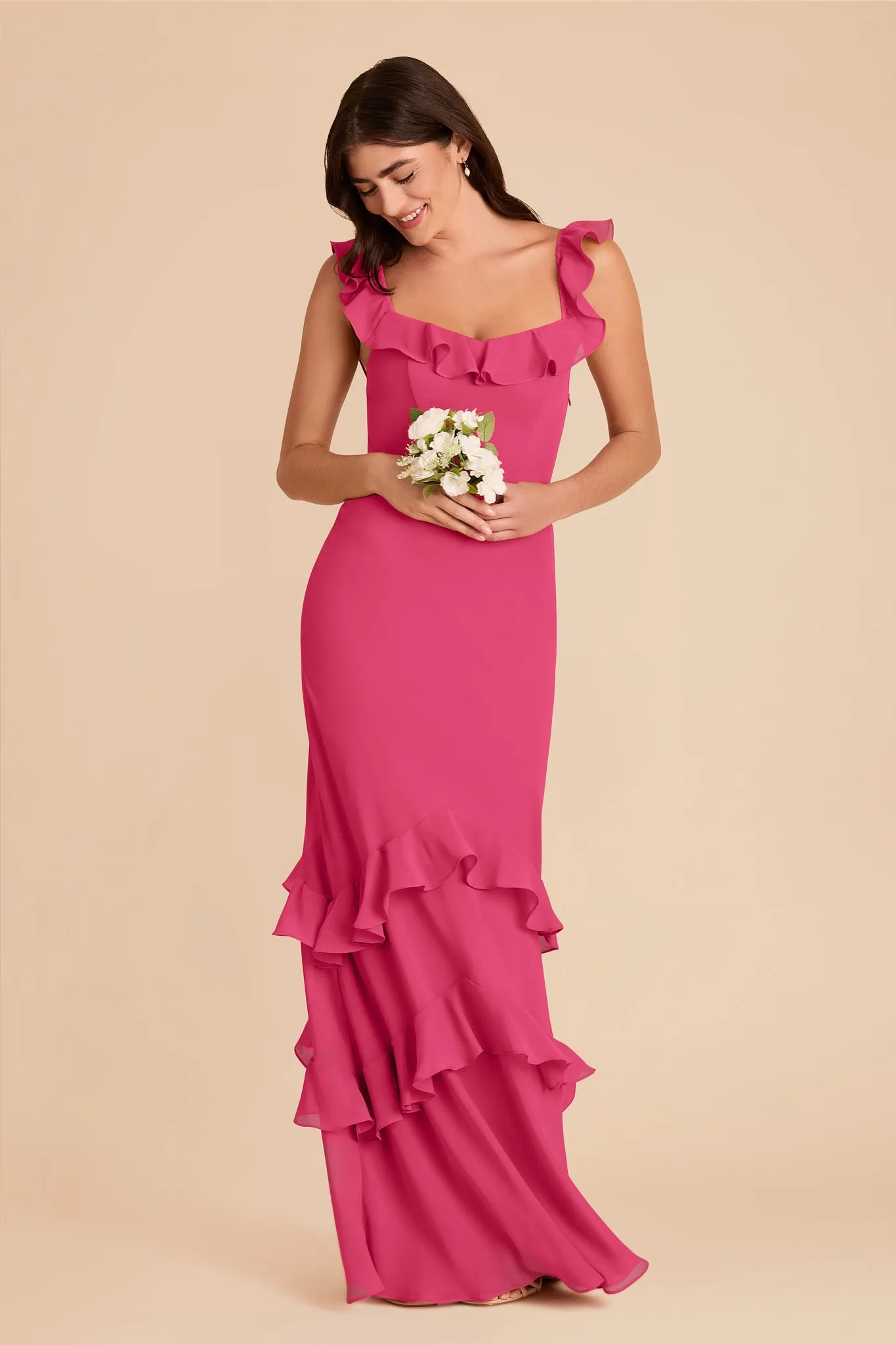 Luna Chiffon Dress - Fuchsia sold by Birdy Grey product image thumbnail 3