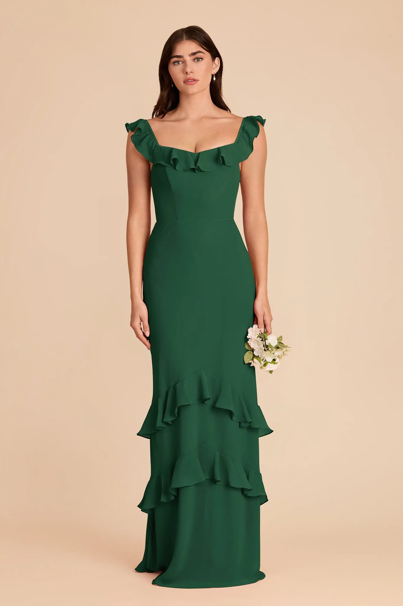 Luna Chiffon Dress - Forest Green sold by Birdy Grey