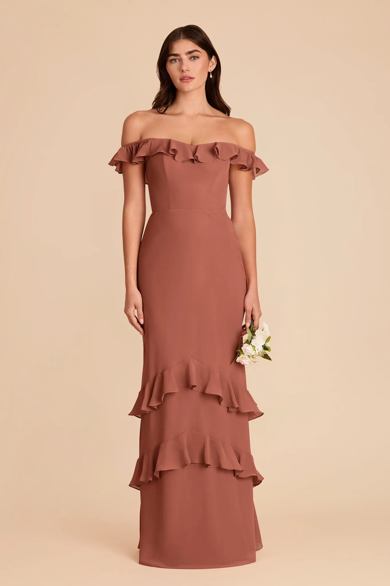 Luna Chiffon Dress - Desert Rose sold by Birdy Grey product image thumbnail 4