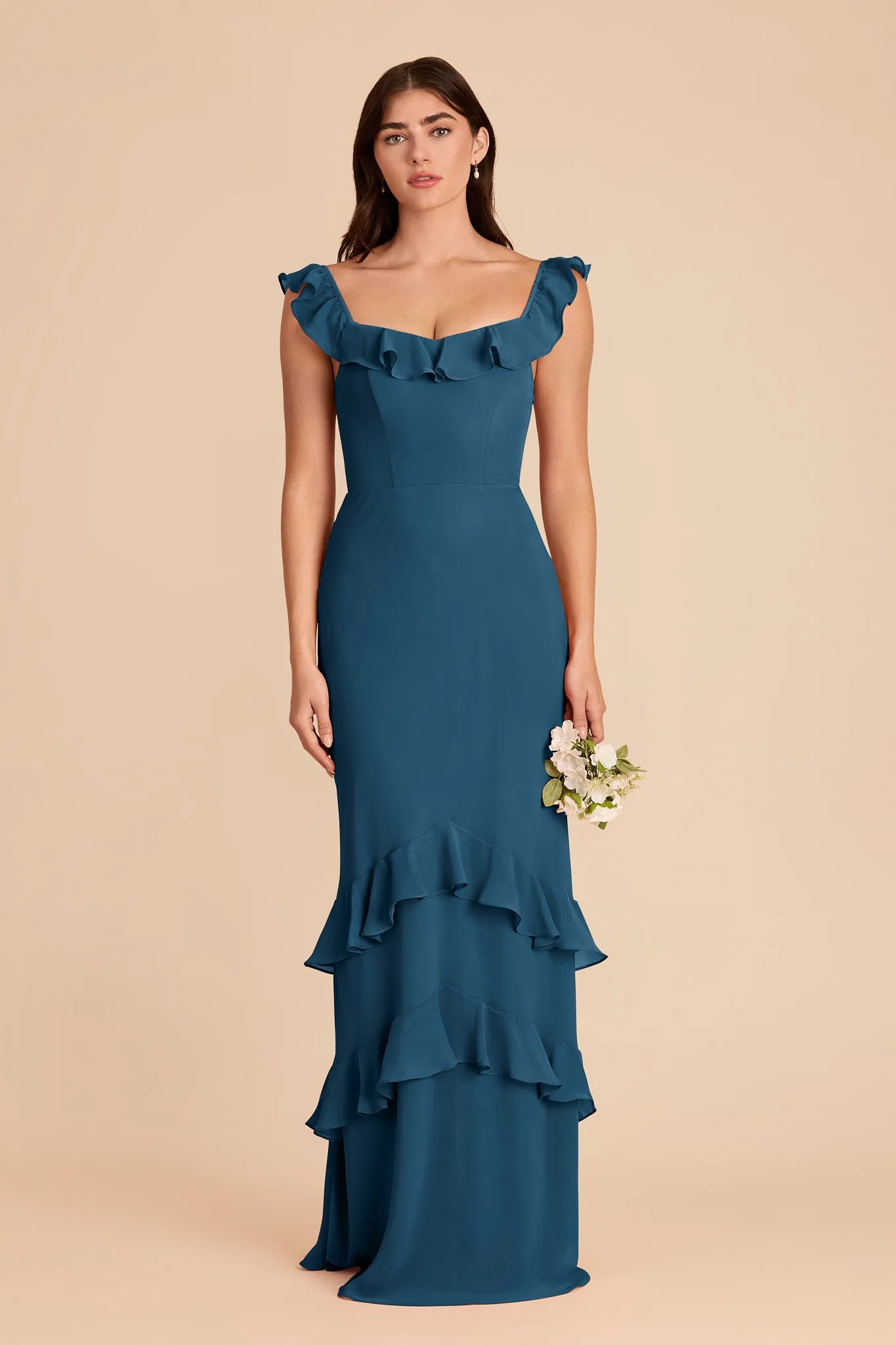 Luna Chiffon Dress - Dark Teal sold by Birdy Grey