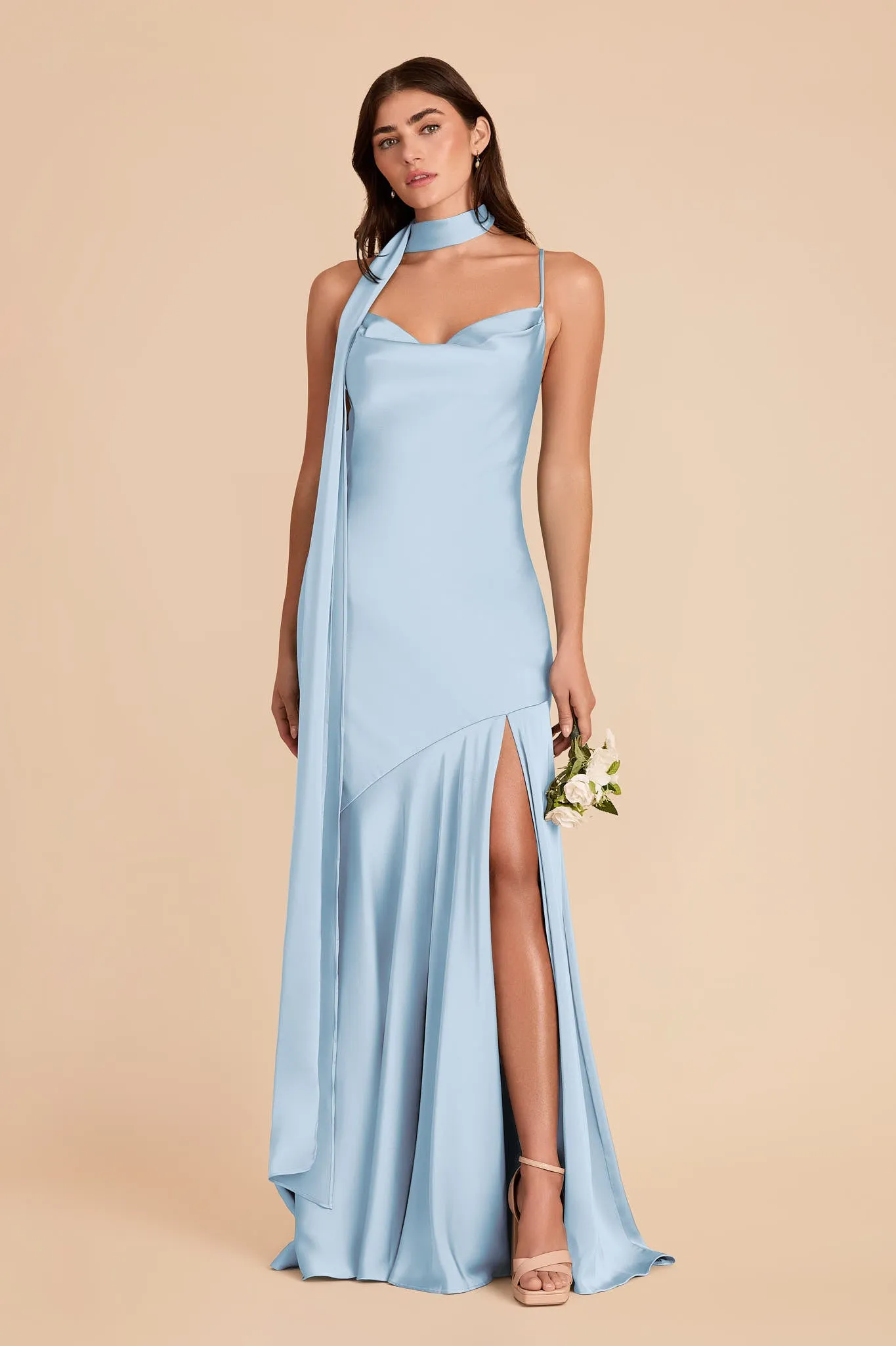 Valerie Matte Satin Scarf - Sky Blue sold by Birdy Grey product image thumbnail 4